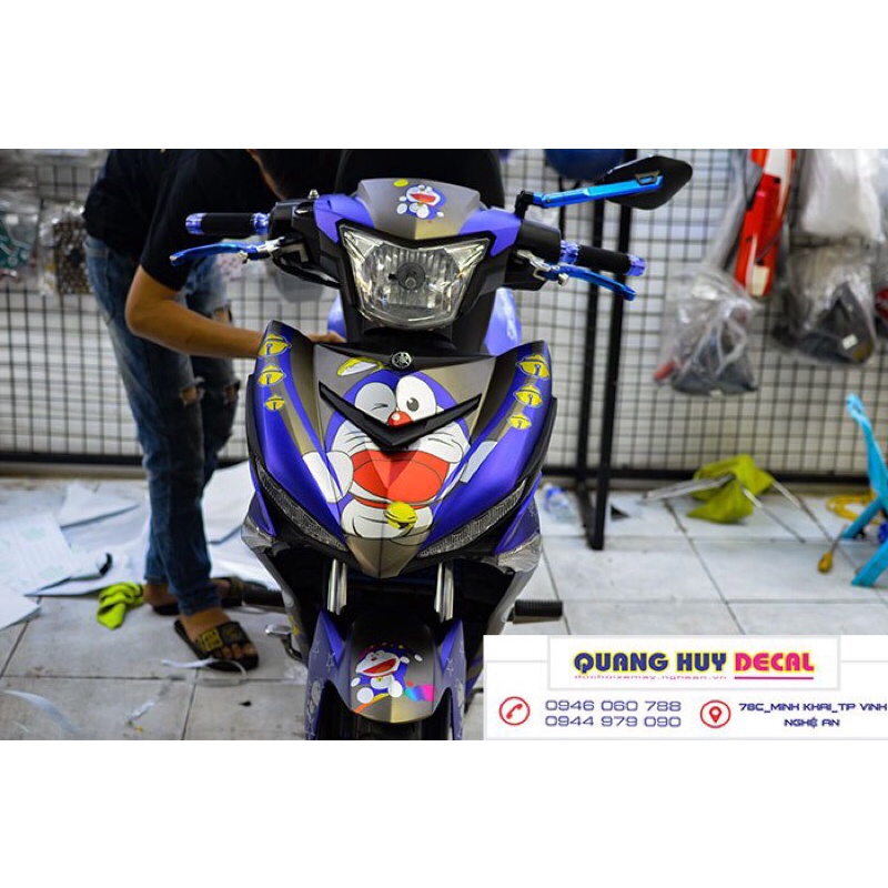 Tem trùm exciter xanh đen Doraemon SIÊU ĐẸP SIÊU RẺ,team decal ex 2015-2020