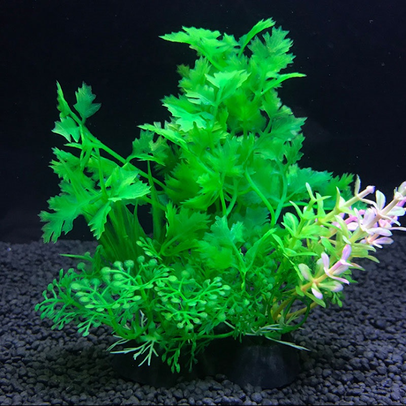Cây cỏ nhựa nhân tạo dùng cho trang trí bể cá 14cm mới