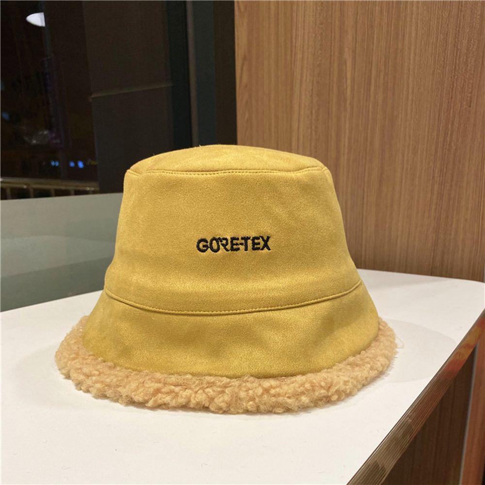 Mũ Bucket Hai Mặt In Chữ Phong Cách Retro Hàn Quốc Thời Trang Mùa Đông Cho Nữ