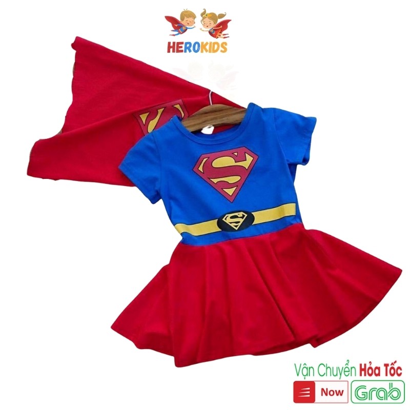 Váy bé gái, váy cho bé chất cotton co giãn 4 chiều Herokids SUPERGIRL01