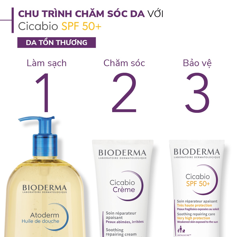 Kem Dưỡng Ban Ngày Phục Hồi, Tái Tạo Da Bioderma Cicabio SPF 50+ 30ml