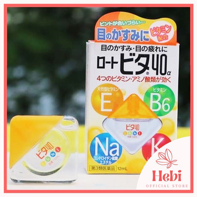 Nước nhỏ mắt Rohto Vita 40 Nhật Bản 12ml - bổ sung vitamin E, Na, K, B6  OTh0003 hebi_officialstore