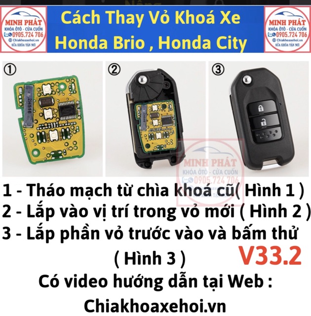 Vỏ Độ Gập Chìa Khoá Xe Honda City , Honda Brio 2014 – 2015 Mẫu Mới tự thay thế