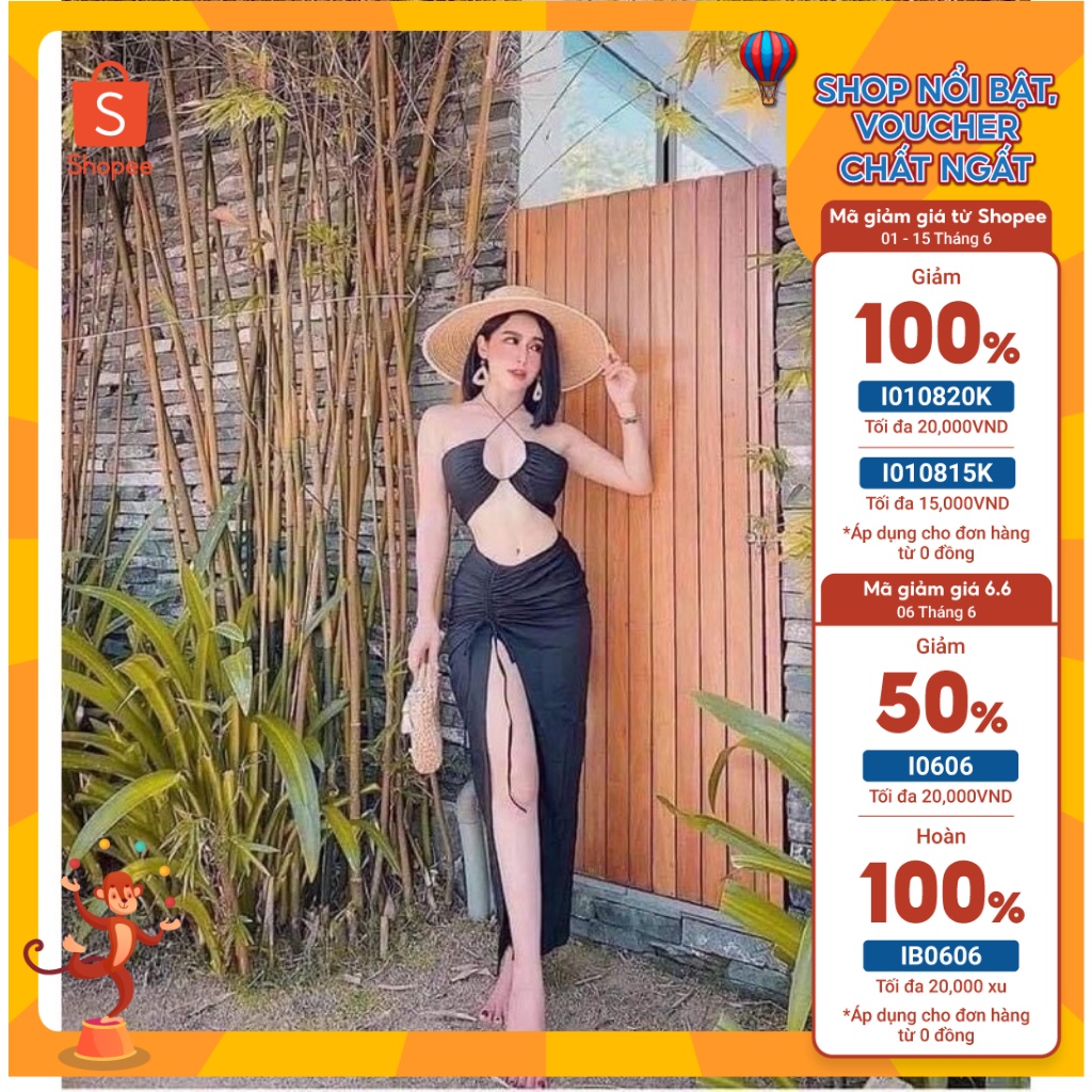 SÉT Chân Váy BODY Rút Áo Yếm Hở Ngực kèm bikini