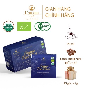 Cà phê hòa tan đen hữu cơ L'amant Organic Pure Black nguyên chất đậm cà phê