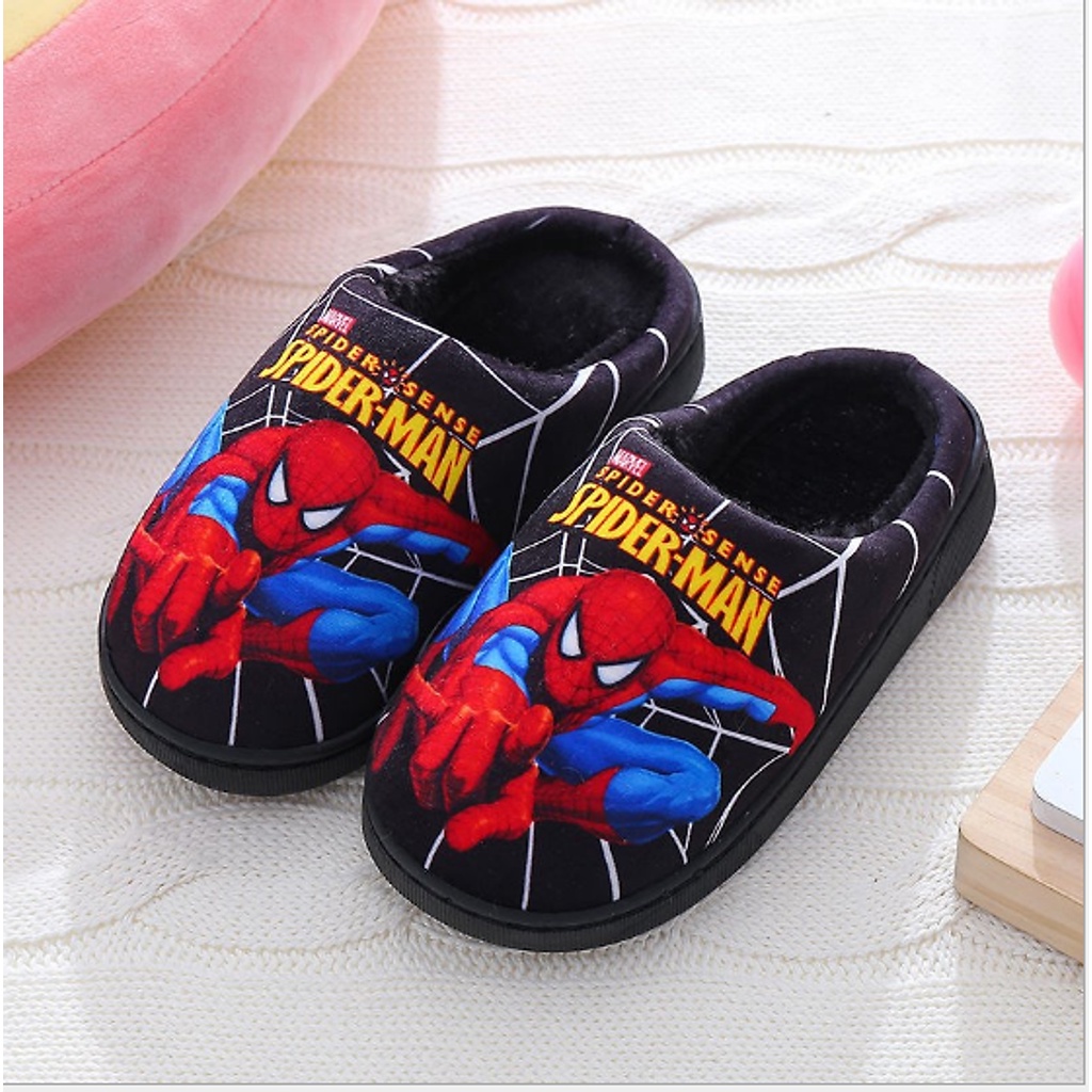 Dép Bông Siêu Ấm Chống Trơn Trượt Cho Bé Hình Siêu Nhân Spider Man - Đi Trong Nhà