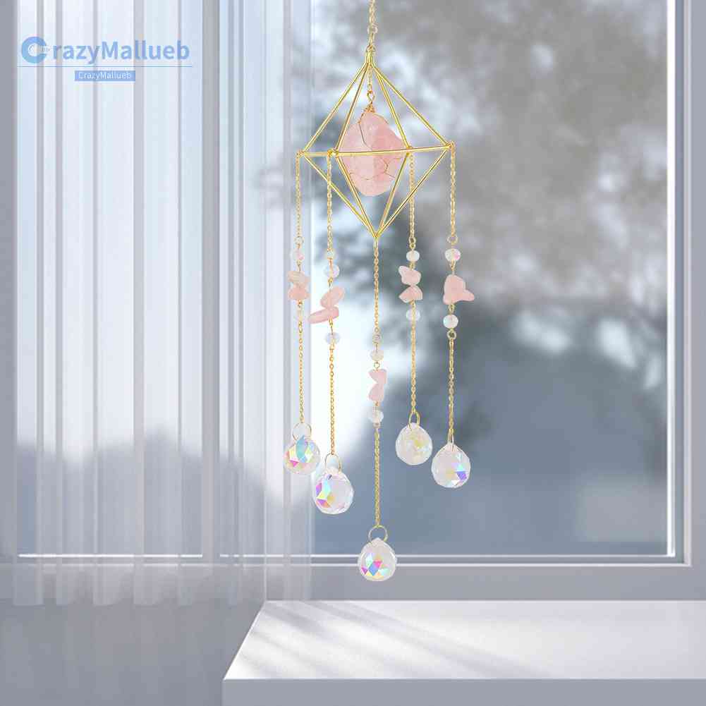 Chuông Gió Đá Pha Lê Tự Nhiên Dạng Cầu Treo Trang Trí Sân Vườn