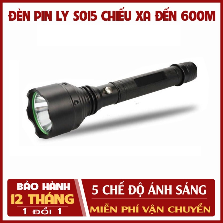 Đèn Pin Siêu Sáng Chống Nước LY S015 Tặng Pin Sạc Cực Trâu Kèm Hộp Đựng Hàng Chính Hãng