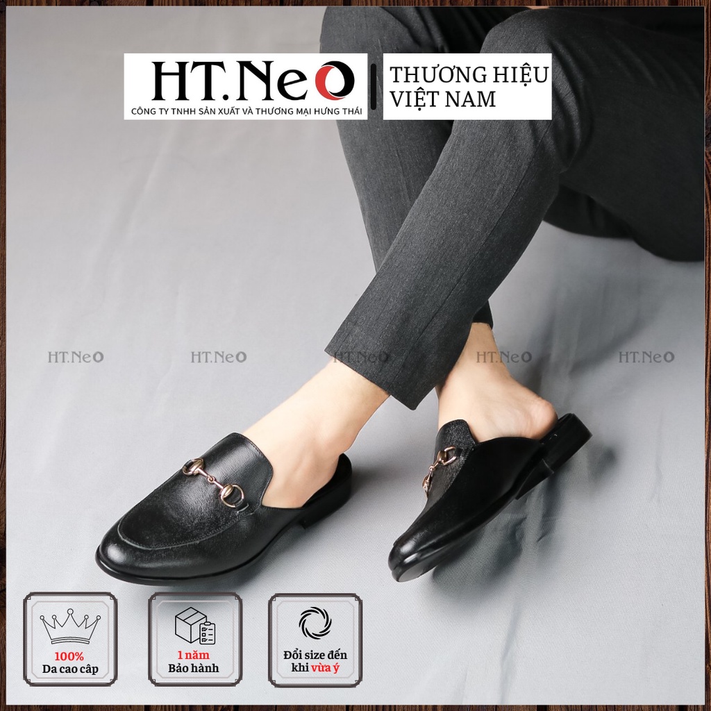Sục nam da - Giày sục nam cao cấp HT.NEO Da bò cao cấp, đường nét thiết kế tinh tế, đế phíp cực sang trọng S003