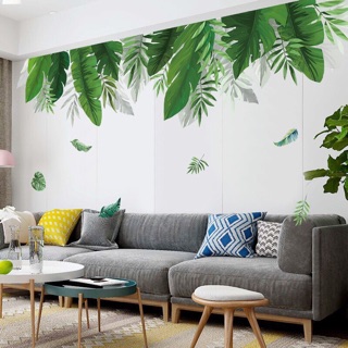Decal dán tường tán lá xanh 03 Tranh dán tường tán lá xanh 03