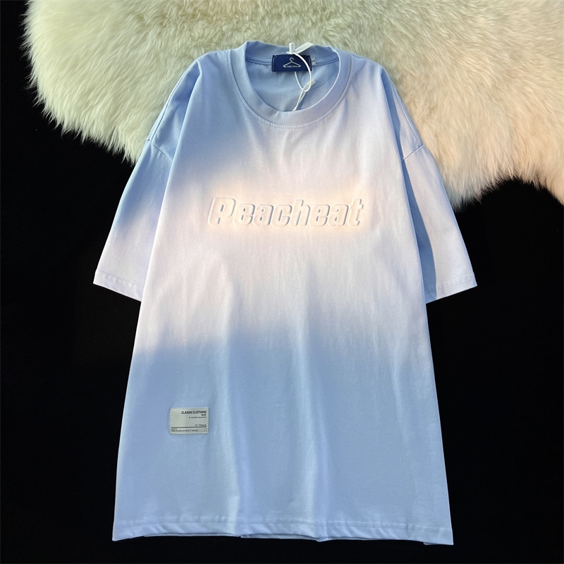 Áo thun tay lỡ Nam - Nữ from rộng cotton in chữ dập nổi Peacheat Hàn Quốc