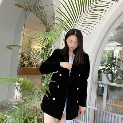 (Hàng dày Đẹp)Ảnh thật 4 hình cuối-HC442.Áo blazer nhung thu đông huy hiệu sang chảnh | BigBuy360 - bigbuy360.vn