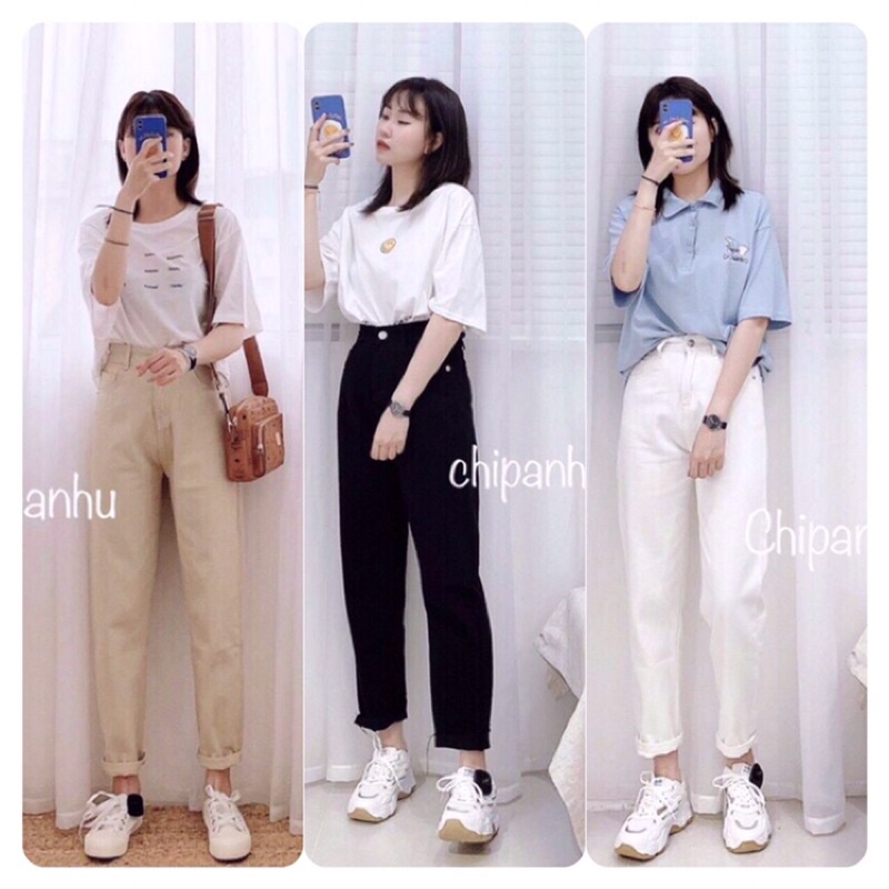 Quần bò kaki jean baggy nữ cạp cao hàng Quảng Châu Top xu hướng 2022