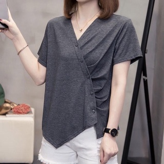 Áo thun big size vạt xéo 5 nút bao xinh size 70-100kg