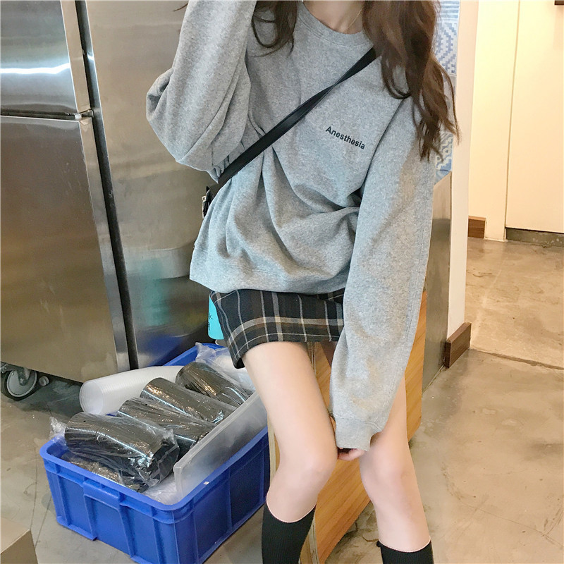 Áo Sweater Nữ Tay Dài Dáng Rộng In Chữ Phong Cách Hàn Quốc