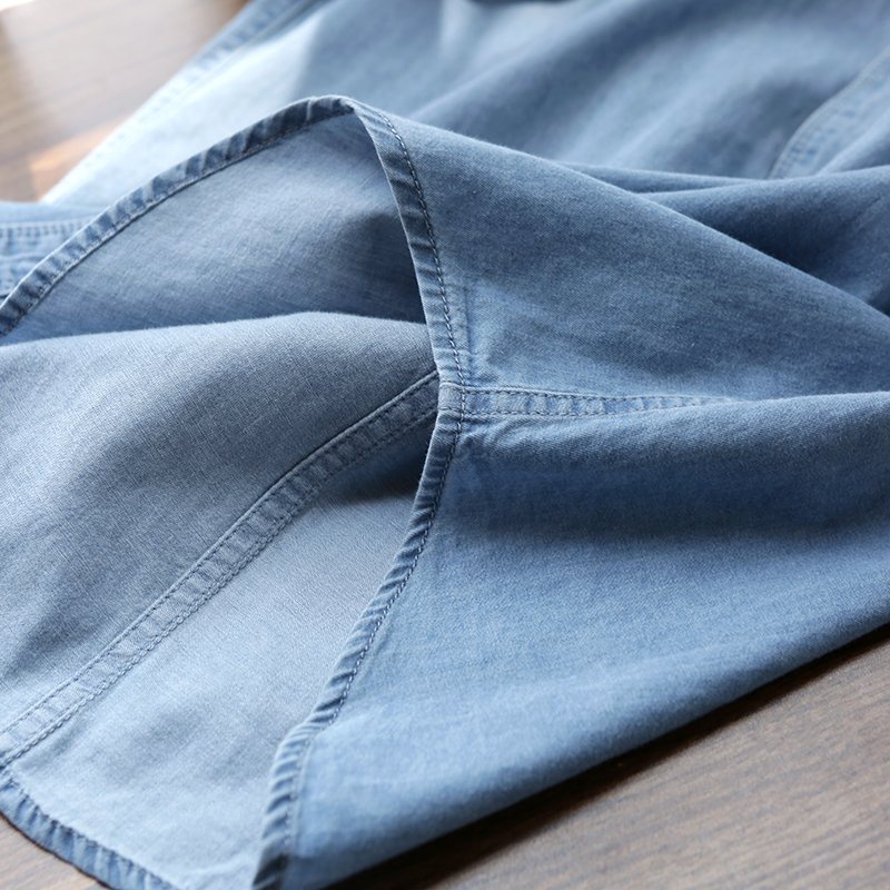 Áo somi nam DUVA tay ngắn vải denim cao cấp, co giãn, thấm hút tốt, bền màu, chống nhăn SM07