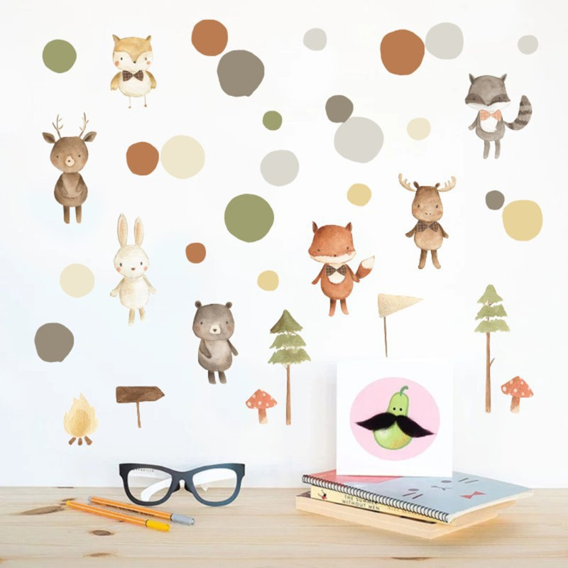 HO Cartoon Forest Animal Wall Stickers PVC Removable Waterproof Wallpaper Art Decal