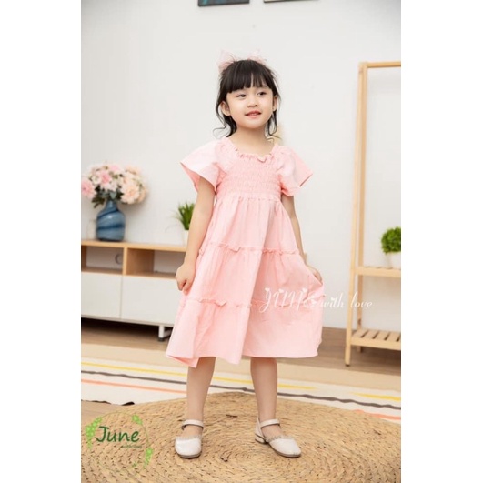 Váy smock cổ xinh cho bé sale.