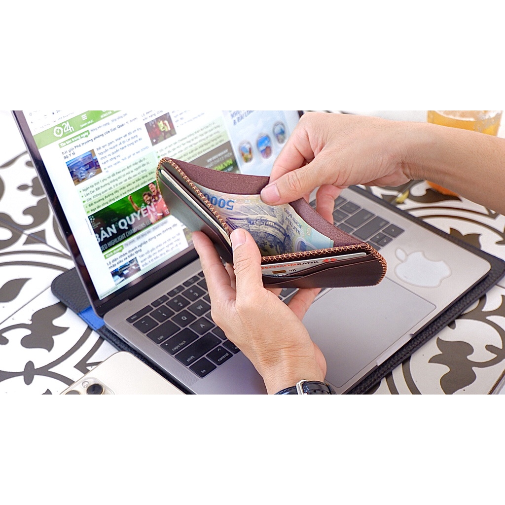 Ví Nam Mini Kiểu Ngang Thời Trang Da Bò 4K Đựng Tiền Và Đựng Thẻ Tiện Lợi 4K21