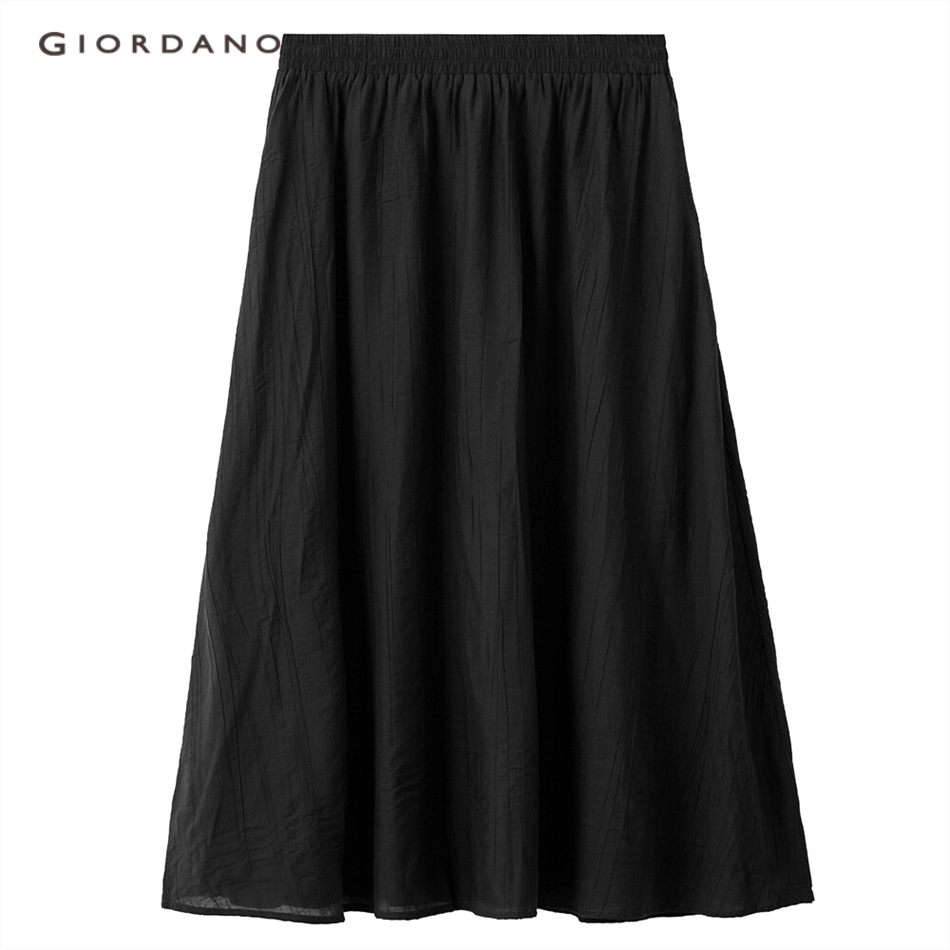 Chân Váy Giordano 18461608  Xếp Ly Lưng Co Giãn Màu Đen Đơn Giản Cho Nữ