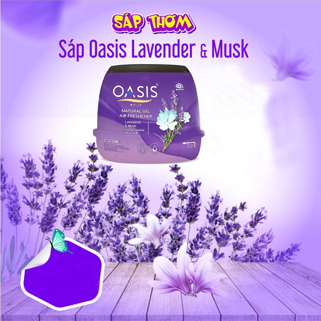 Sáp thơm OASIS Natural Lavender Sáp phòng khử mùi chiết xuất Hương thơm từ thiên nhiên Oasis Natural Gel Lavender & Mush