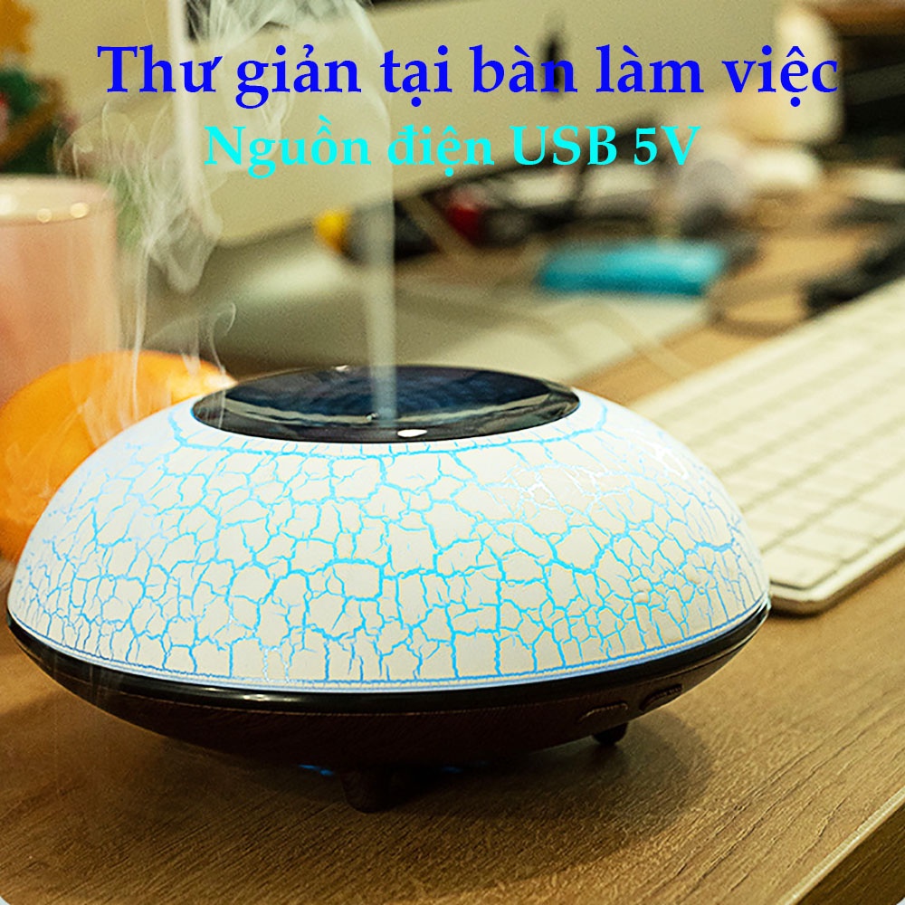 Máy xông tinh dầu phòng ngủ - tạo độ ẩm UFO 260ml - đèn LED 7 màu