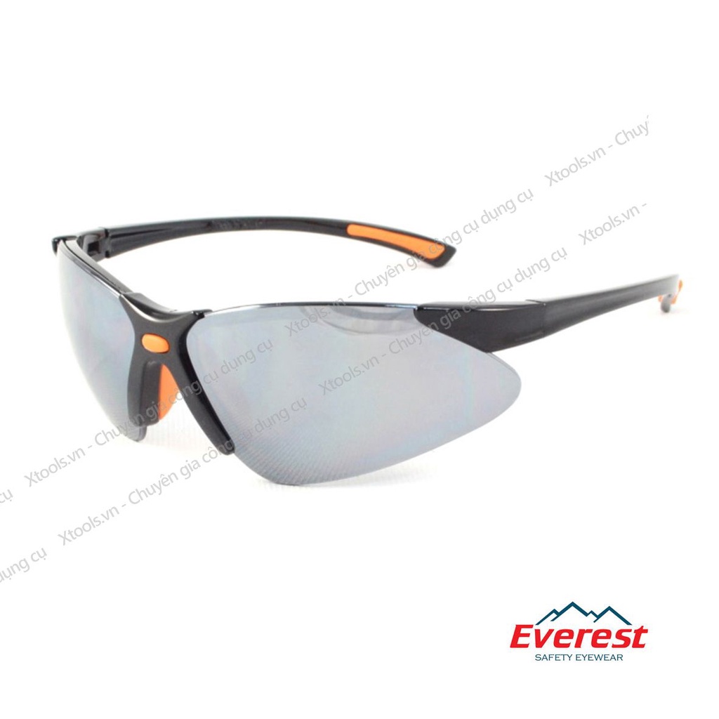 Kính bảo hộ lao động Everest EV304 - Mắt kính đen tráng bạc chống chói lóa, chống bụi,chống cực tím - Bảo vệ mắt an toàn