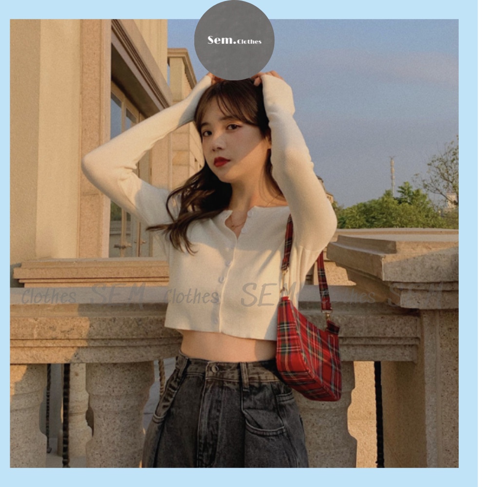 Áo croptop dài tay nữ,thun phông kiểu ôm vải len tăm AO04 SEMCLOTHES