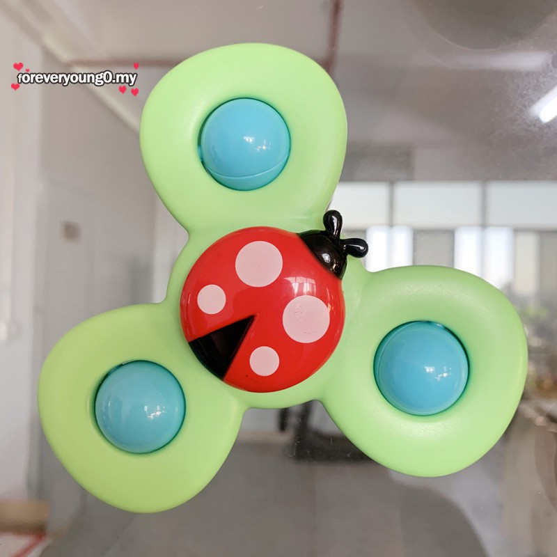 SPINNER Set 3 Đồ Chơi Con Quay Hình Bông Hoa / Côn Trùng Có Giác Hút Gắn Trên Bàn Dành Cho Các Bé