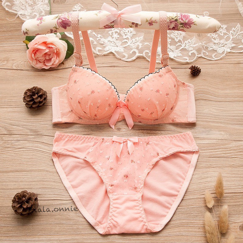 [B6] set áo ngực quần lót họa tiết hoa nhí chất liệu bông tinh khiết, áo lót ren sexy mềm mại kháng khuẩn | BigBuy360 - bigbuy360.vn