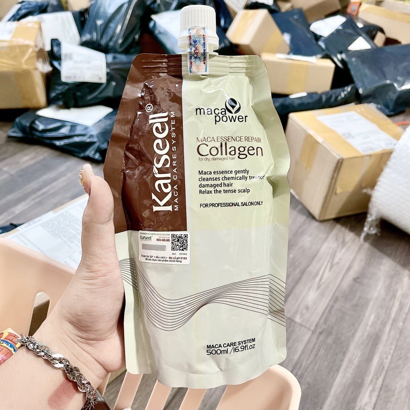 HÀNG CHUẨN — Kem Phủ Lụa Hấp Tóc Bóng Mượt Phục Hồi Tóc Hư Tổn Ủ Bóng COLLAGEN BOSECHER KASSEELL Hương Nước Hoa