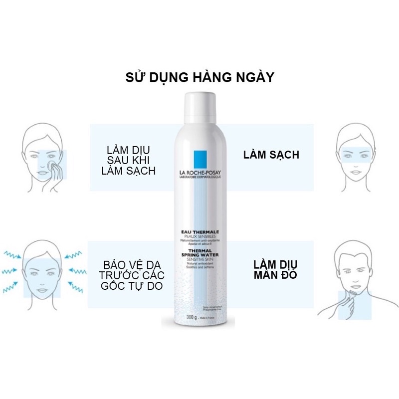 Nước xịt khoáng làm sạch và làm dịu cho da nhạy cảm La Roche-Posay Thermal Spring Water 300ml