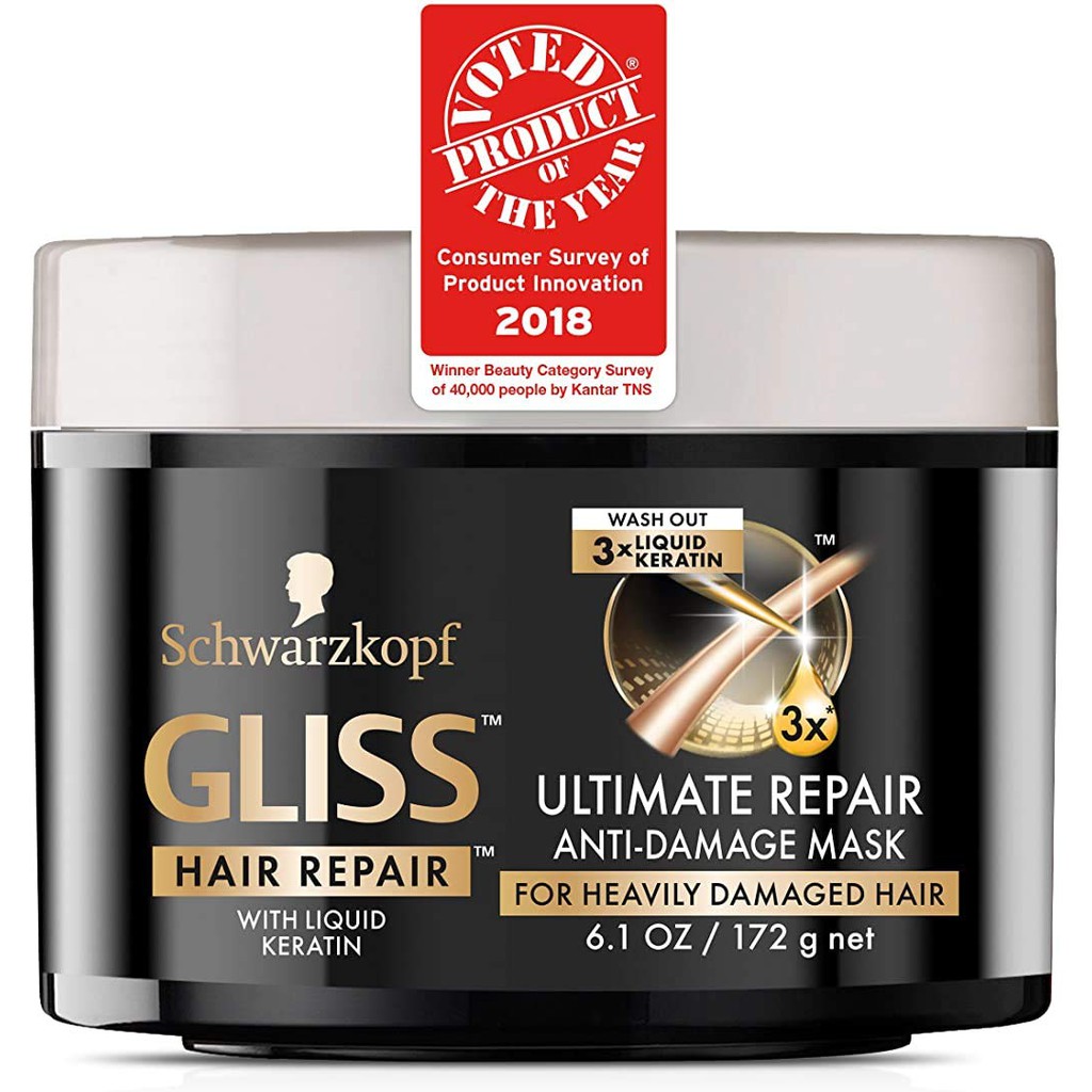 KEM Ủ TÓC PHỤC HỒI TÓC HƯ TỔN NẶNG Gliss 172G - chính hãng từ thương hiệu Schwarzkopf (ĐỨC)