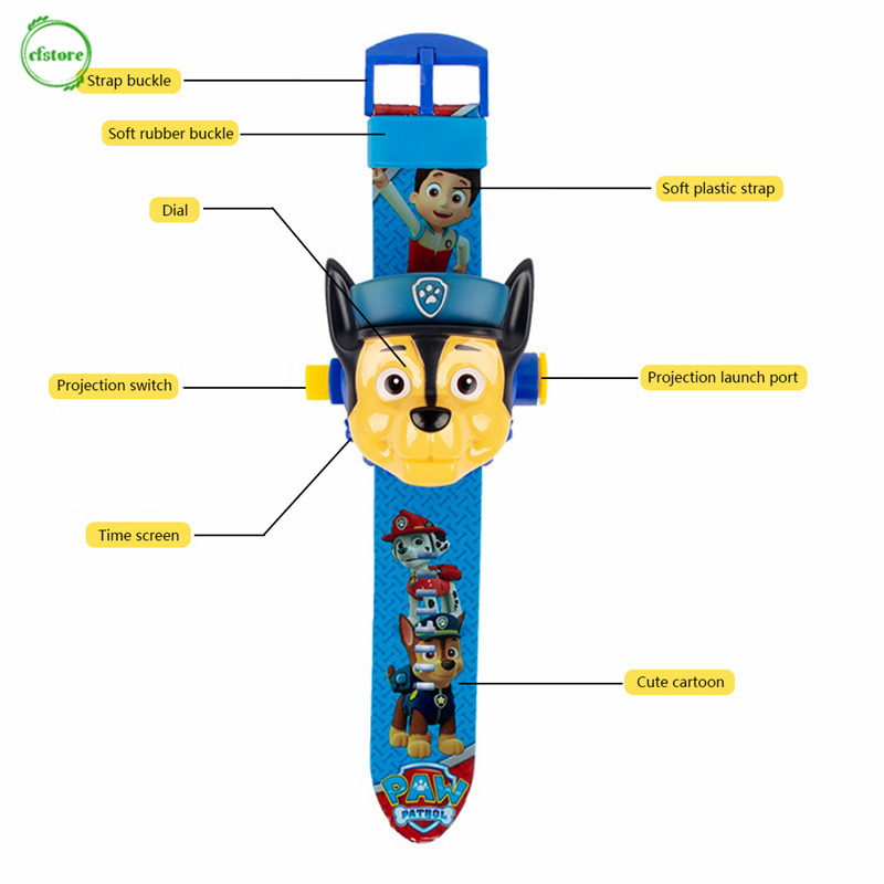 Đồng Hồ Điện Tử Đồ Chơi Có Đèn Led Chiếu Họa Tiết Hoạt Hình Cho Bé