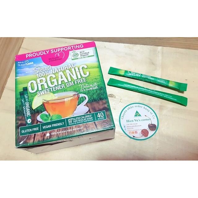 Sugarless organic Stevia/ Whole earth (100% hữu cơ) - Hộp 40 Gói đường cỏ ngọt pha chế - ăn kiêng giảm cân/ tiểu đường