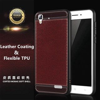Ốp điện thoại silicon phối da mặt sau siêu mỏng dẻo với hoa văn da cổ điển trang nhã chống rơi cho OPPO R7 Lite R7KF
