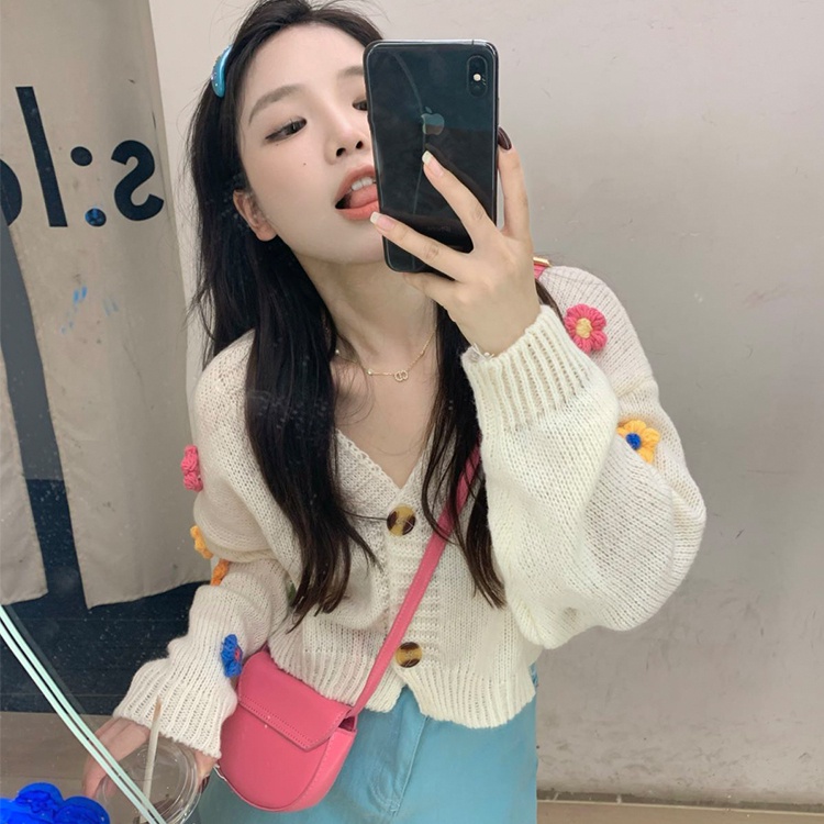 Áo Khoác Cardigan Dệt Kim Tay Dài Cổ Chữ V Thời Trang Mùa Thu Cho Nữ