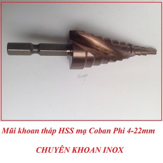 Mũi Khoan Tháp HSS Phủ CoBan Khoan Inox 4-22mm - Mũi Khoan Bước, Xoắn, Mũi Khoan Nón, Mũi Khoan Đa Tầng, Mũi Khoan Bậc