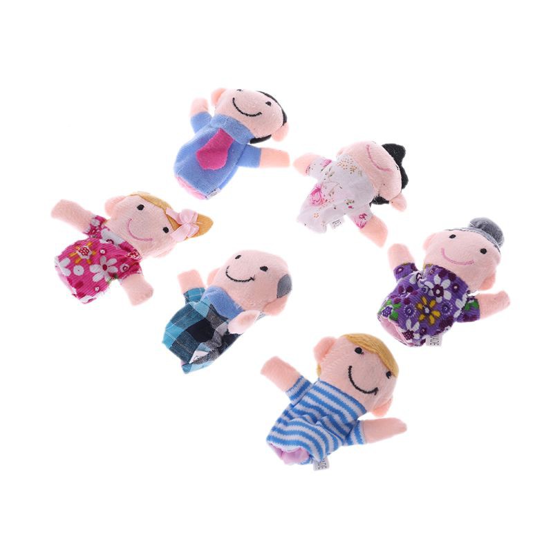 6PCS Kids Baby Family Finger Puppets Plush Cloth Doll Play Game Learn Story