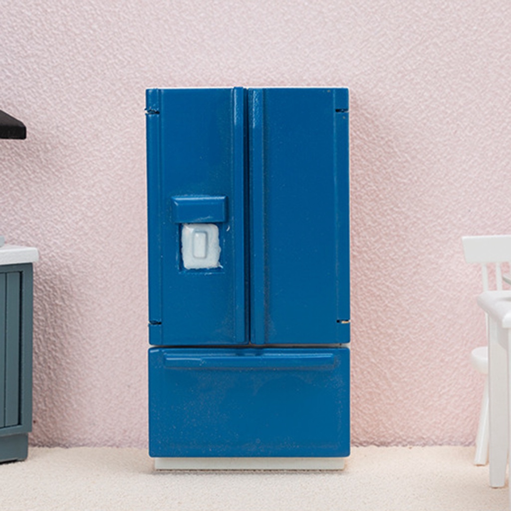 Tủ lạnh gỗ hai cửa mini tỉ lệ 1 12 dùng trang trí nhà búp bê - ảnh sản phẩm 9