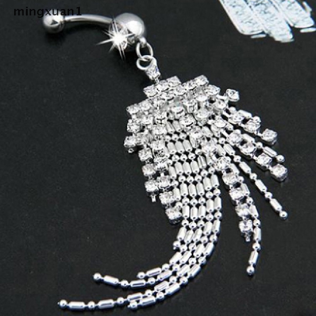 Khuyên Rốn Phối Dây Xích Tua Rua Đính Đá Pha Lê 14G mingxuan1 Cho Nữ