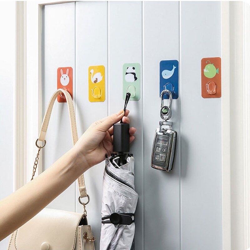 Móc treo chìa khóa dán tường hình động vật hoạt hình không cần khoan lỗ