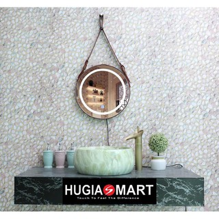 Gương phòng ngủ , gương treo bàn trang điểm đèn led trắng và vàng D40 có 3 màu dây da decor : đen, nâu đậm, da bò