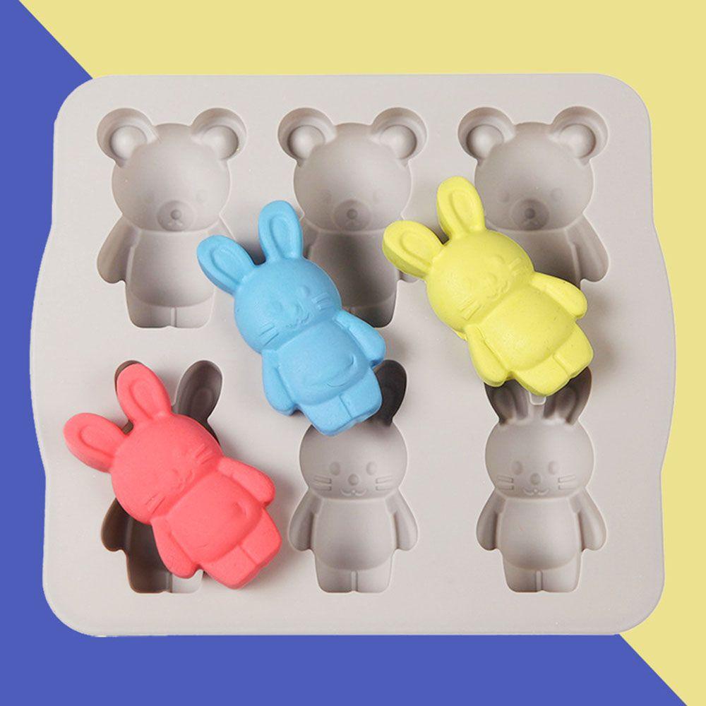 Khuôn Silicone Làm Bánh Mousse Hình Thỏ Phục Sinh / Gấu 3D 6 Ngăn DIY