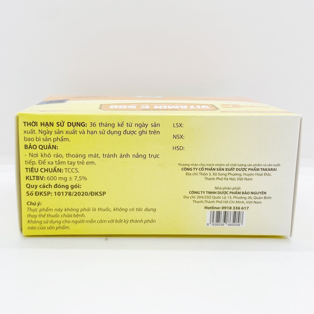 Viên uống VITAMIN C 500 tăng cường sức đề kháng, tăng sức khỏe - Hộp 100 viên
