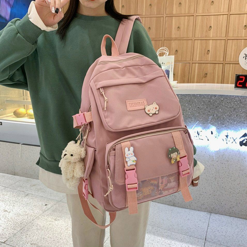 Balo đi học UlZZANG KEKEMIBAG In hình Mèo xám Backpack Nhiều Ngăn Tiện Dụng  | CoolZy