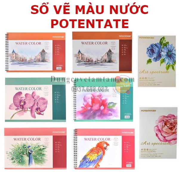 Sổ vẽ màu nước Potentate - Sổ vẽ định lượng 300gsm 200gsm chuyên vẽ màu nước - Dụng cụ vẽ Tâm Tâm