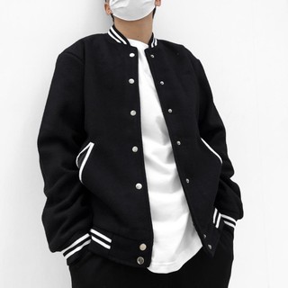 SALE áo BOMBER khoác unisex chất dạ cao cấp, áo khoác dạ phối viền trắng, ZoeClothing