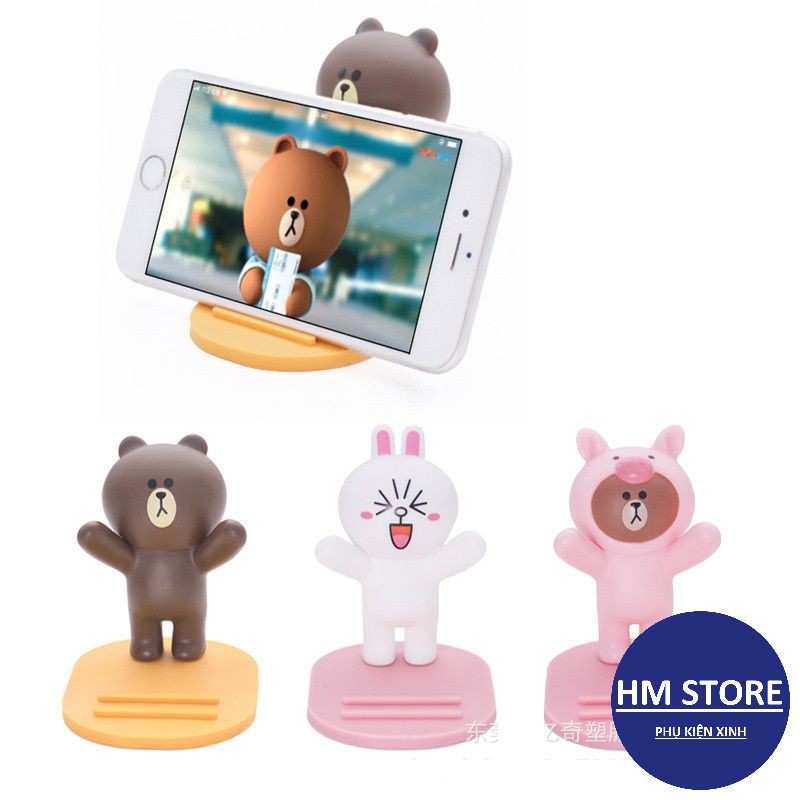 Giá đỡ điện thoại Thỏ cony, Gấu Brown, Vịt vàng siêu đáng yêu