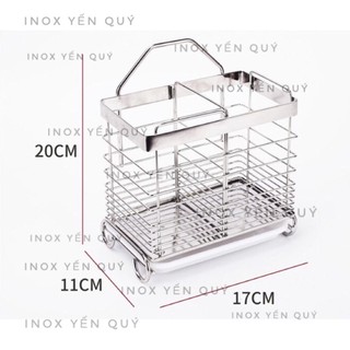 ống đũa inox 304 đặt bàn có khay nước tặng kèm miếng dán